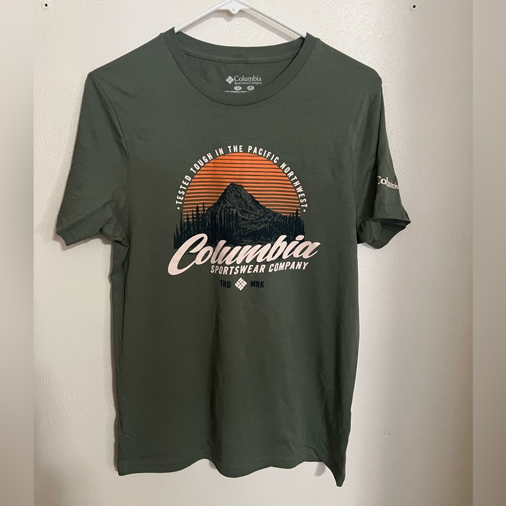 COMLUMBIA SPORTSWEAR Classic PFG Logo Short Sleeve T Shirt Green Men's Size S